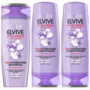 3 L'Oreal Paris Elvive Hyaluron Plump Hydrating Conditioner And Shampoo 12…